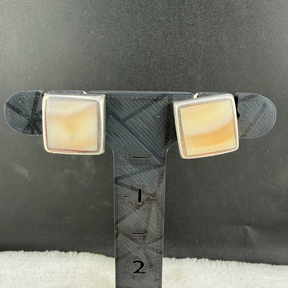 Vintage ATI Sterling‎ Silver Clip On Earrings Mother of Pearl